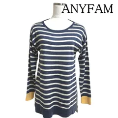 any FAM エニファム レディース ニット セーター 長袖 ボーダーニット 薄手 ニット ブルー 上品 きれいめ シンプル 大人カジュアル 秋 F