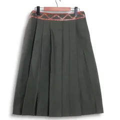 イタリア製★ Les Copains レコパン 通年 レザー使い プリーツ スカート Sz.3 レディースのサムネイル