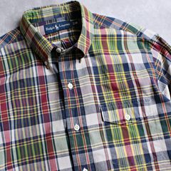 【Ralph Lauren】90s ラルフローレン プレッピー ボタンダウン 長袖シャツ Mサイズ ビンテージ