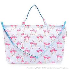 COLORFUL CANDY STYLE 新品  LAURA ASHLEY レッスンバッグ マチ付き Pretty Flamingo 手提げバッグ お稽古バッグ 絵本袋 通学 入園グッズ ピアノ レッスンバック ショルダー 肩掛け 小学生 保育園 バッグ