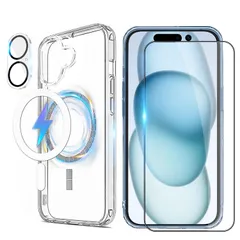 ケース 米軍MIL規格 ケース 耐久性 アイホン16 用 用 用 ケース アイフォン16 黄ばみ防止 カメラレンズ保護付き ワイヤレス充電対応 SGS認証 耐衝撃 スマホケース クリア カバー iphone16 透明 【米軍規格・Magsafe対応】FOYOU