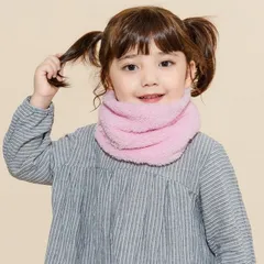 在庫処分中 【ピンク】ボア ネックウォーマー 防寒 保温 起毛 ふわふわ 暖かい 暴風 極暖 風よけ キッズ ジュニア 子供 スキー 雪遊び ネックスリーブ トレンド 首保護