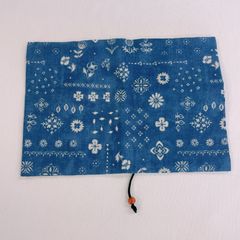 布ブックカバー 藍染風 文庫本サイズ しおり付き ハンドメイド B075