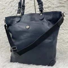 オロビアンコ×ships別注 レザー トートバッグ シボ革 ネイビー　肩掛け A4収納　2way ショルダーバッグ　コラボ　入手困難　オールレザー