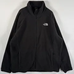 古着 ザ・ノースフェイス THE NORTH FACE フリースジャケット フルジップ ワンポイントロゴ刺繍 大きいサイズ XXL  ブラック メンズ