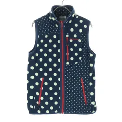 Columbia コロンビア 水玉柄 フリース ベスト M ネイビー レディース 古着