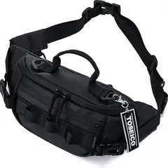 TOSEICO ウエストポーチ メンズ 5way ショルダーバッグ 多機能 ボディバッグ 防水 肩掛けバッグ コンパクト 斜めがけバッグ 小さめ 大雨でも気軽に 仕事用 ウエストバッグ ななめがけ 軽量 大容量 ブラック 1