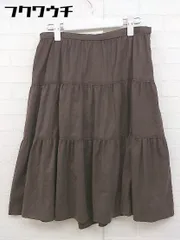 ◇ UNTITLED アンタイトル スエード調 膝丈 ティアード スカート サイズ 2 ブラウン レディース  【1106010008797】