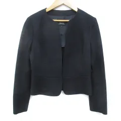 23区 オンワード樫山 ノーカラージャケット ミドル丈 ボーダー柄 32 黒 ブラック /FF8