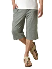 ハーフパンツ 《53グレー杢》 新品 未使用 カチオンドライ 吸汗速乾 接触冷感 UVカット UPF50+ ステテコ 7分丈 パジャマ 部屋着 【A3L】【メール便2】 ファッション
