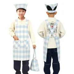 新品 [Poweforest] エプロン 子供 キッズ 三角巾 巾着袋 3点セット 男の子 女の子 小学生 中学生 肩掛け バッククロス ポケット付き おしゃれ 可愛い 着脱簡単(100cm～120cm/120cm～140cm/140cm~160cm)