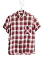 【お得なクーポン配布中!】 60s ★ チェック レーヨン 半袖 シャツ メンズ XS レディース S 程 古着 ヴィンテージ オープンカラー ボックス ポケット付き マルチカラー