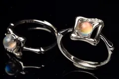 シルバー925☆AAAマダガスカル産 レインボームーンストーン　5mm　指輪リング(サイズ調整可) 1個売り  パワーストーン 天然石 _PRG2251