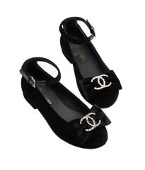 【新品】【未使用品】CHANEL シャネル G46022 B18362 94305 メリージェーン リボン パンプス 37 ベルベット×シトラス×メタル ブラック 24K 2025 AW 靴 ヒール サンダル レディース 女性用 ブランド レザー ベロア 黒