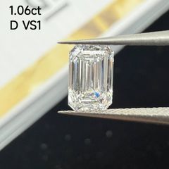 1.06ct D VS1 Emerald Cut ラボグロウンダイヤモンド ルース エメラルドカット ファンシーシェイプ IGI鑑定書付き オーダーメイド セッティング シンプルデザイン リング作成 ネックレス作成 刻印 爪留め