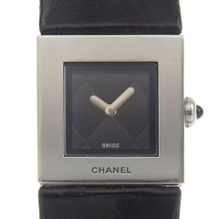 【CHANEL】シャネル マトラッセ H0116 ステンレススチール×型押しレザー クオーツ アナログ表示 レディース 黒文字盤 腕時計