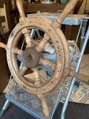 船舵　Ship's 舵輪 舵木製　　アンティーク