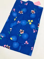 «花ラブリ» GY294B100☆肩上げ腰上げ済☆　新品 　浴衣  １００サイズ　キッズ　ガールズ　女の子　女児　ブルー　青　花　桔梗？　葵？　花　和装