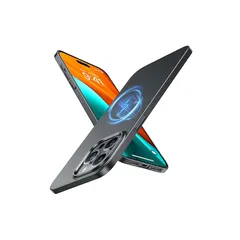 TORRAS iPhone 15 Pro 用 ケース【極薄軽量・マグネット内蔵】マグセーフ対応 シンプル 多色展開 擦り傷防止 ハード レンズ保護 アイフォン15Pro用 カバー 6.1インチ「Originfit-Mag」グレー 1