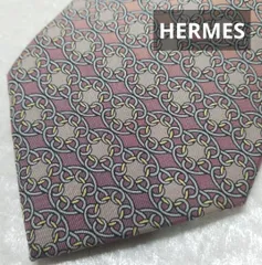 HERMES エルメス ネクタイ シルク100％　チェーンリンク柄　7694 OA　MADE IN FRANCE《1021-17》
