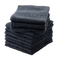 【特価】泉州タオル フェイスタオル 薄手(180匁) 日本製 綿100% 吸水 速乾性 業務用 同色10枚セット ブラック