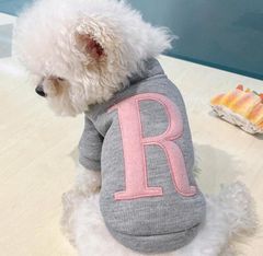 【閉店セール全品半額】Rロゴスウェットジャンパー　コート　アウター　グレー　小型犬　犬服