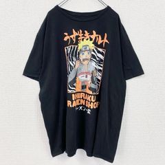 古着 used　NARUTO　半袖アニメプリントTシャツ　クルーネック　レトロ　うずまきナルト　黒　ブラック　XXXLサイズ