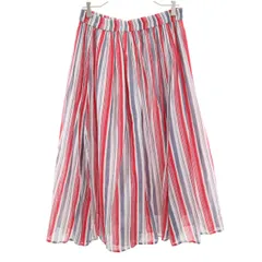 Samansa Mos2 blue サマンサモスモスブルー ストライプ柄 ロング丈 ギャザースカート F ホワイト レディース 古着