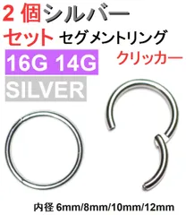 16G 14G シルバー 2個セット セグメントリング クリッカー サージカルステンレス リング ピアス