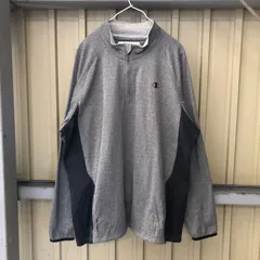 249 Champion ハーフジップ 3XL グレー チャンピオン プルオーバー プリントロゴ 古着卸 アメリカ仕入