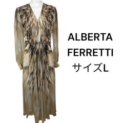 □ 美品 ALBERTA FERRETTI アルベルタ フェレッティ ロングワンピース 長袖 マキシ丈 シアー サイズL レディース S5T010