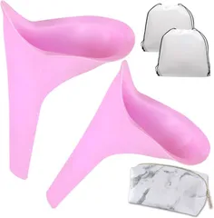 WinJapan 洗って何度も使える 女性用簡易トイレ ポーチ付 再利用 非常用トイレ 携帯トイレ 車 災害用 防災トイレ(白ポーチ_ピンク２個)