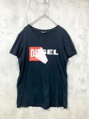 DIESEL ディーゼル はがれ ロゴ デザイン プリント ステッチ 貼り付け 半袖 Tシャツ 黒 ■◆メンズのサムネイル
