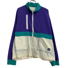 ナイロンジャケット L ホワイト パープル グリーン ジップアップ ポケット付き アウター 薄手 古着卸 アメリカ仕入 a611-8192