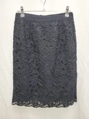 ◇ Θ anatelier アナトリエ 総レース 膝丈 タイト スカート サイズ36 ネイビー レディース P  【1411070000323】