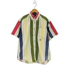 トミーヒルフィガー TOMMY HILFIGER 90s-00s マルチストライプ ボタンダウン 半そでシャツ メンズ JPN：M 
