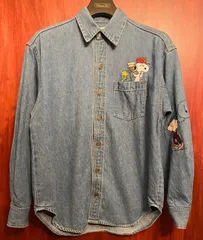 MADE IN USA製 90s TOO CUTE × PEANUTS SNOOPY 刺繍入り長袖デニムシャツ インディゴ Mサイズ