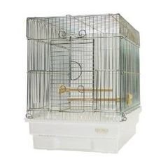 HOEI 35 手のりステンレス 鳥かご ケージ 止まり木 ミラー ホワイト