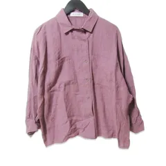 未使用 QUWAGI クワギ 20SS リネンワークシャツ QWG20SS008A LINEN WORK SHIRTS 長袖シャツ 日本製 レディース パープル 36 27109231