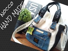 №664【overallDENIM✖️ハンプ 巾着ToteBag】デニムリメイクトートバッグ👖巾着バッグ♡