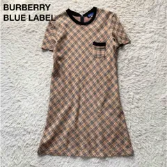 BURBERRY BLUE LABEL バーバリーブルーレーベル ヴィンテージ ビンテージ Y2K リバイバル アイコン ノバチェック コットンニット ひざ上 ミニ ワンピース 半袖 胸ポケット ベージュ Mサイズ