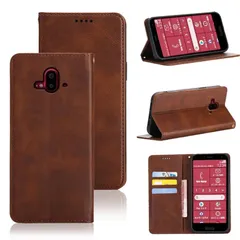 【新着商品】PUレザー カバー カード収納 財布型 手帳型 耐衝撃 手帳型 ケース ケース マグネット スタンド機能付き ケース 5色 f-52b (らくらくスマートフォン 富士通 F-52B ケース F-52B 手帳型) らくらくスマートフォン (ダークブラ