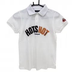 ★特価★【超美品】パーリーゲイツ 半袖ポロシャツ 白×オレンジ 襟裏ボーダー フェルトワッペン レディース 0(S) ゴルフウェア PEARLY GATES