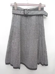 ◇ ◎⊇ Apuweiser riche ツイード　配色 膝下 フレア スカート サイズ1 グレー レディース P  【1410230011254】