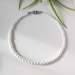 【サージカルステンレス316(SUS)金具】6mm貝パールのネックレス ～ 金属アレルギー対応 マグネットクラスプ 金アレ～