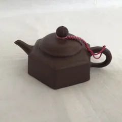 【中国茶器】　宜興紫砂壺　六方壺 (六角)　銘あり　煎茶道具
