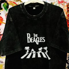 スヌーピー ビートルズ ケミカルウォッシュ リプリント Tシャツ 半袖 メンズ 新品 新品未使用 レトロ 個性的 奇抜 エモい バンドT カットソー 攻め 前衛的 ヴィンテージリプリント  古着 好き綿 男性 衣類 トップス お洒落 ハイデザイン 男性