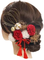 【在庫処分】浴衣 髪飾り 成人式 卒業式 水引 紐 金箔 銀箔 金 銀 花 赤 白 ゴールド シルバー 黄 プリザーブドフラワー 結婚式 前撮り 成人式前撮り ヘアアクセサリー 和装 ウェディング ブライダル 花嫁 色打掛 振袖 着物 袴 浴衣 ヘッド