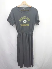 ◇ ⊂ niko and… ニコアンド NFL 半袖 ロング プリントロングワンピース サイズ表記なし チャコール系 レディース E  【1508060025388】