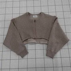 ◇ ⊇ CREOLME クレオルム ラメ ショート丈 ジップアップ 長袖 ニット ブルゾン ベージュ系 レディース E  【1509180010186】